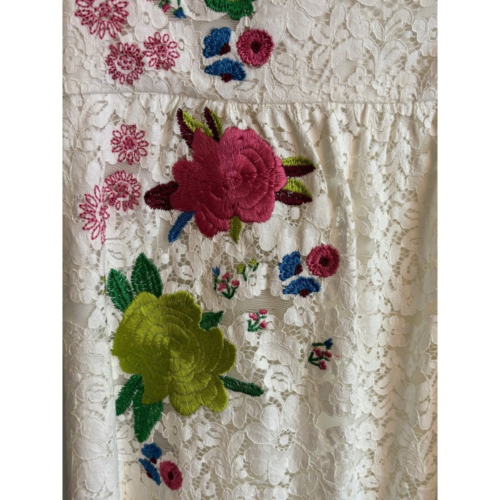 Tracy Reese x Anthropologie Embroidered Lace Dress Size 8 White Boho Romantic - Picture 5 of 11